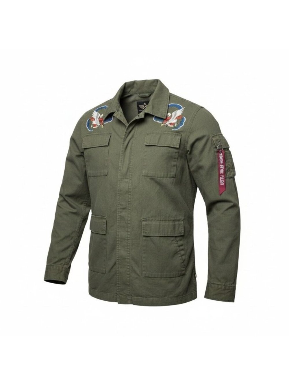 Alpha Industries Men Flying Eagles Military Field Jacket Size XL Utility Shirt